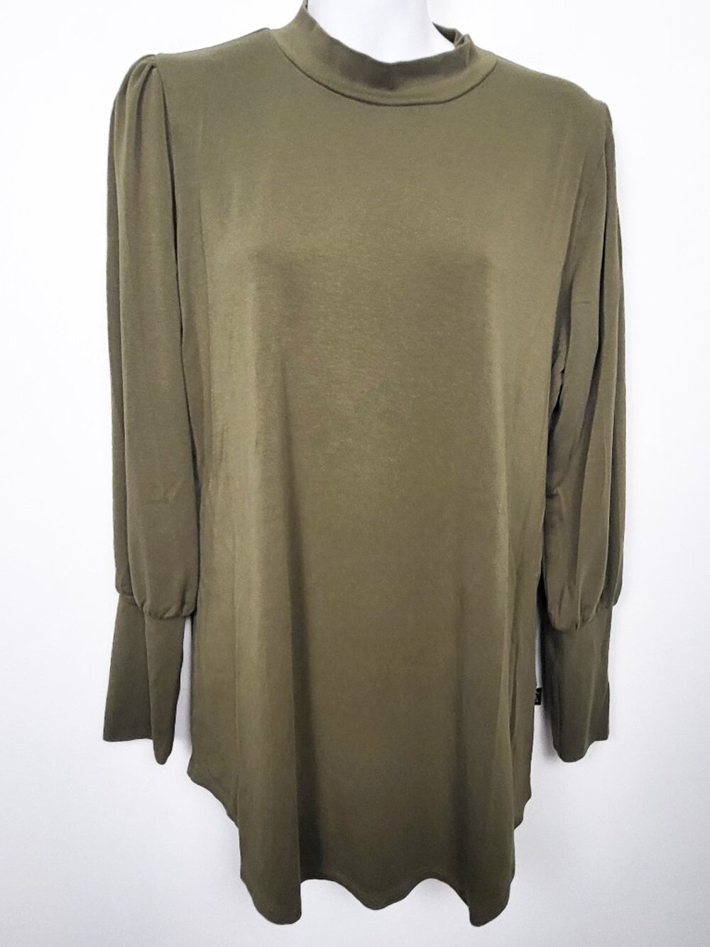 Little & Lively Dwelling Apparel Bamboo Puff Sleeve Mock Neck Tunic Large